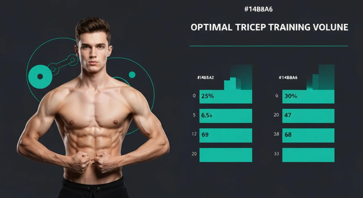 Volume chart showing optimal tricep training sets per week by experience level