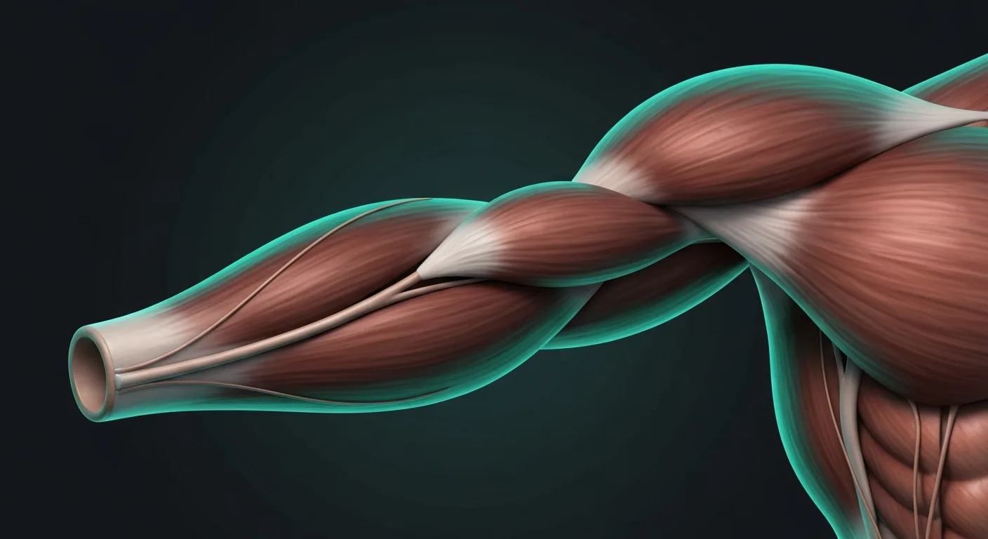 Illustration highlighting the medial head of the tricep with exercise positions