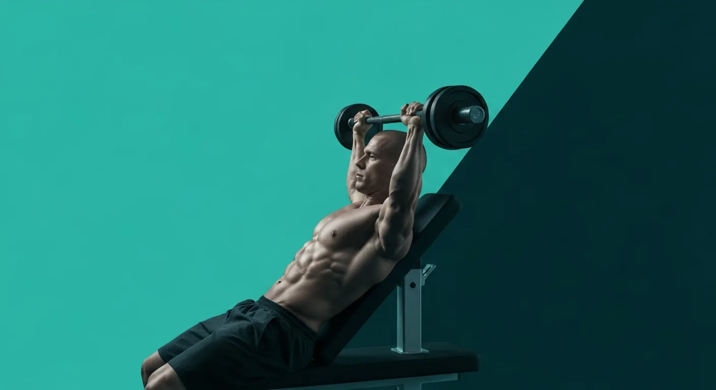 Split illustration showing close-grip bench press and lockout position