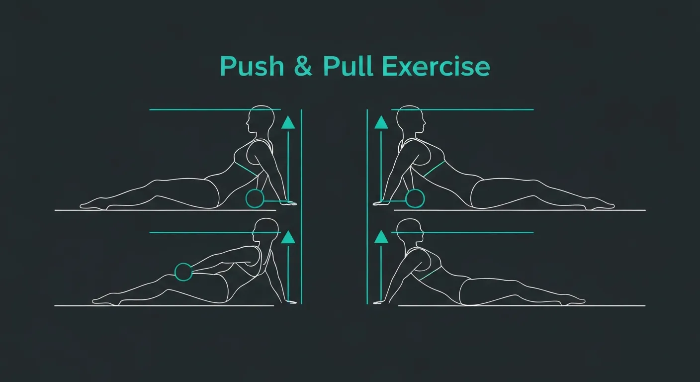 Diagram showing push vs pull exercise classification with tricep extension highlighted