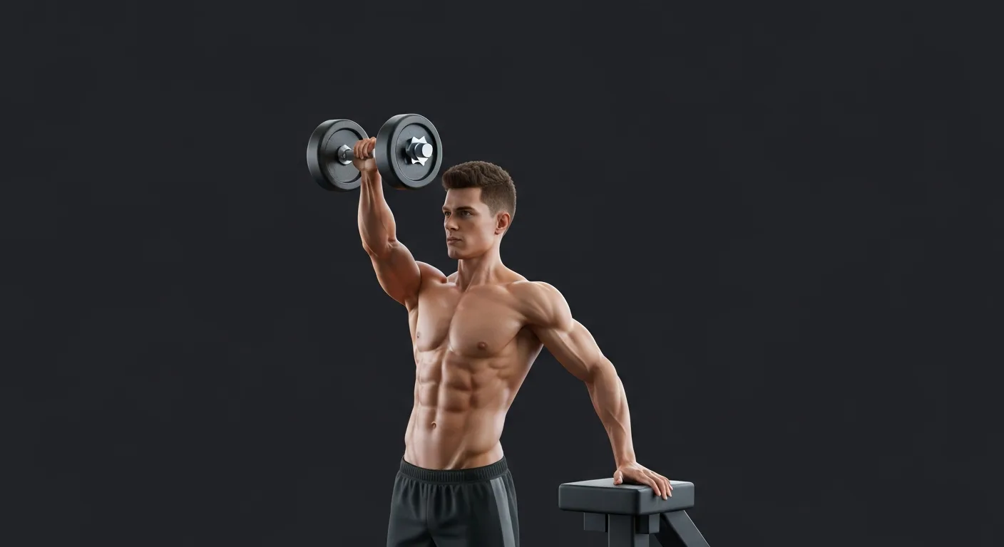 Step-by-step illustration showing 7 different tricep stretches with proper form